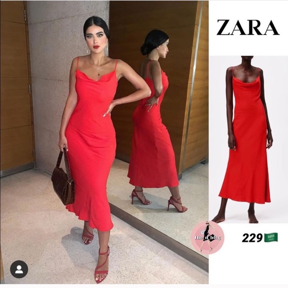 NWT ZARA Satin Dress Red S Blogger’s Favorite - Picture 5 of 9